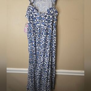 Btween Blue and White Youth Girls Sleeveless Sundress